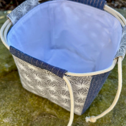 gros plan intérieur sac japonais doublure coton blanc