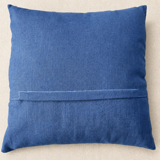 Dos en lin bleu jean du coussin Fleur de Printemps avec fermeture cachée sous patte