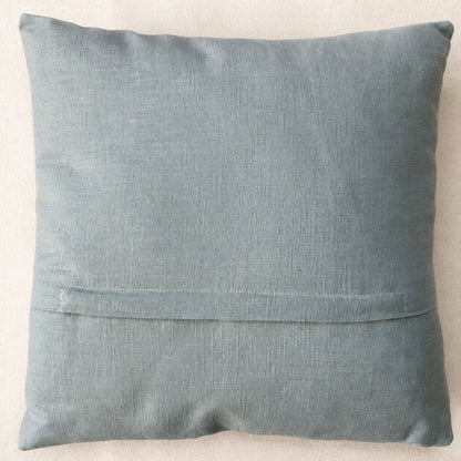 Dos en lin vert grisé du coussin Nénuphar avec fermeture cachée sous patte