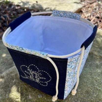 vue intérieur doublé du sac japonais avec détail cordelette